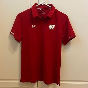 Red UW Madison Under Armour polo, Women’s size small